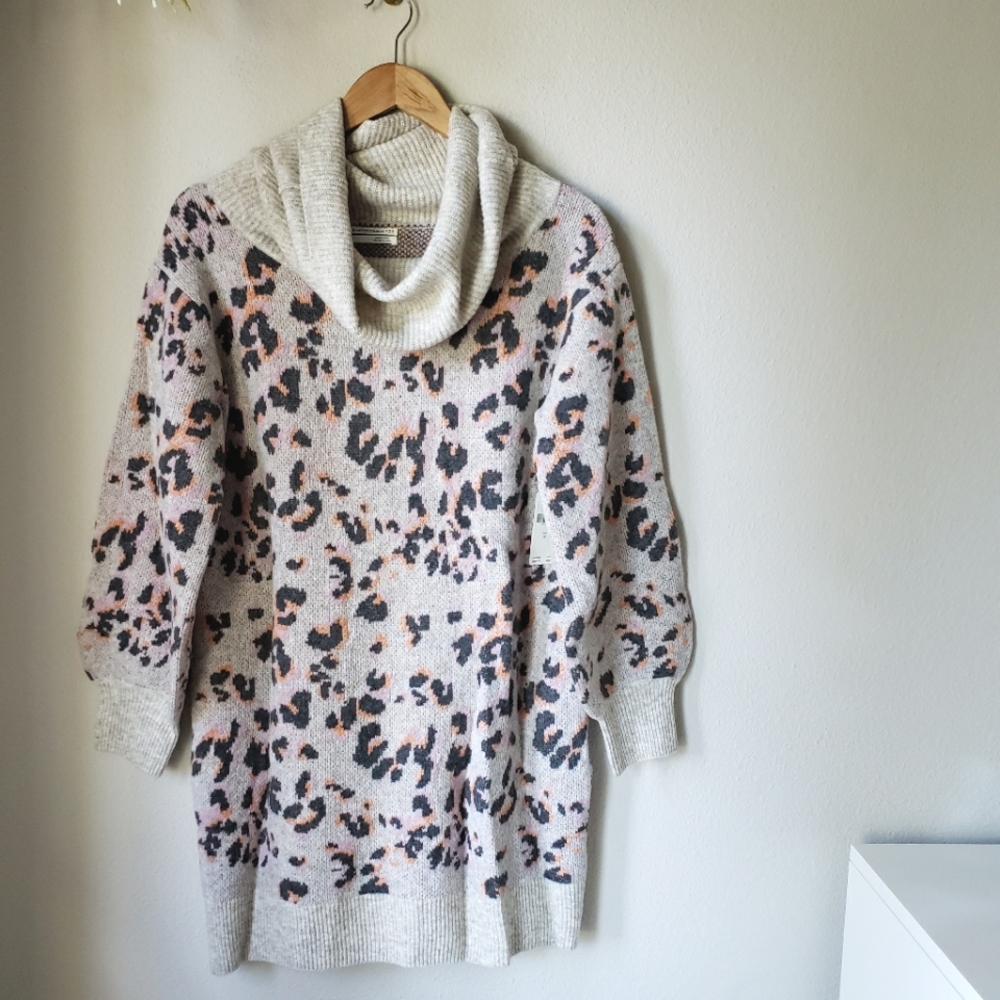 Anthropologie | Emmy Cowl Neck Leopard Print Tunic Sweater - Picture 9 of 16